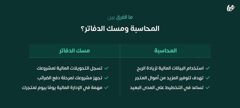 الفرق بين المحاسبة المالية ومسك الدفاتر